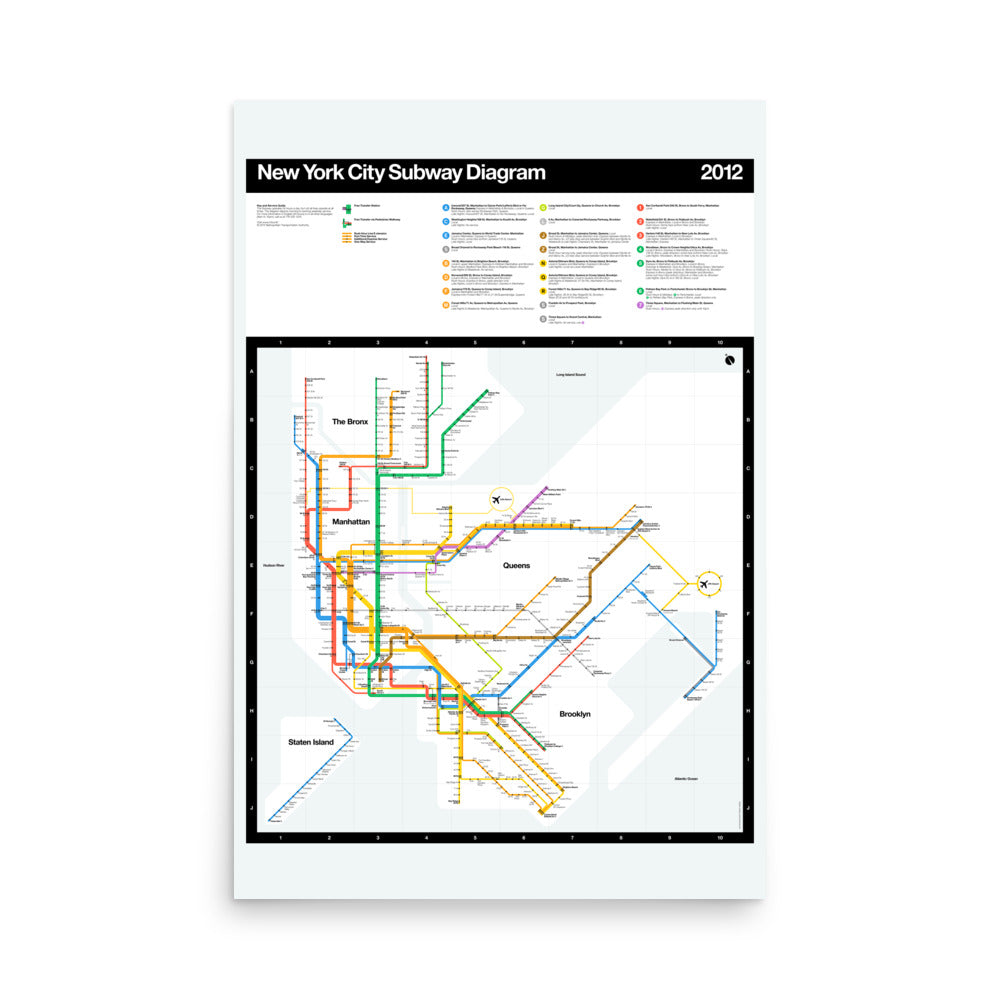 2012 MTA New York Subway Map Poster by Massimo Vignelli