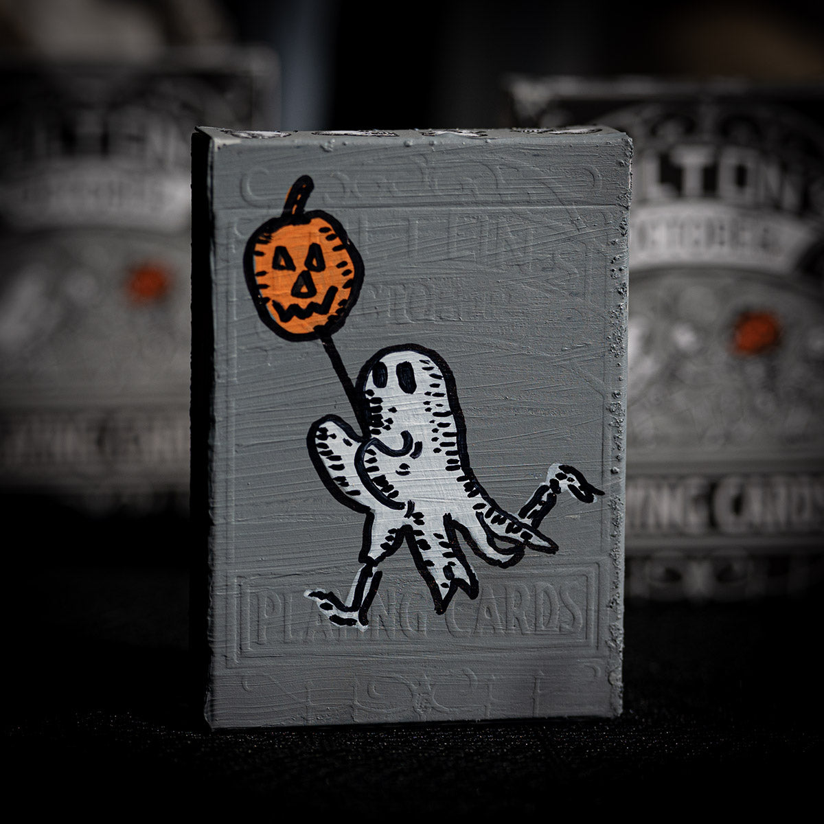 OCTOBER GRANITE TOMBSTONE 1 of 1 Hand Painted RUNNING GHOST