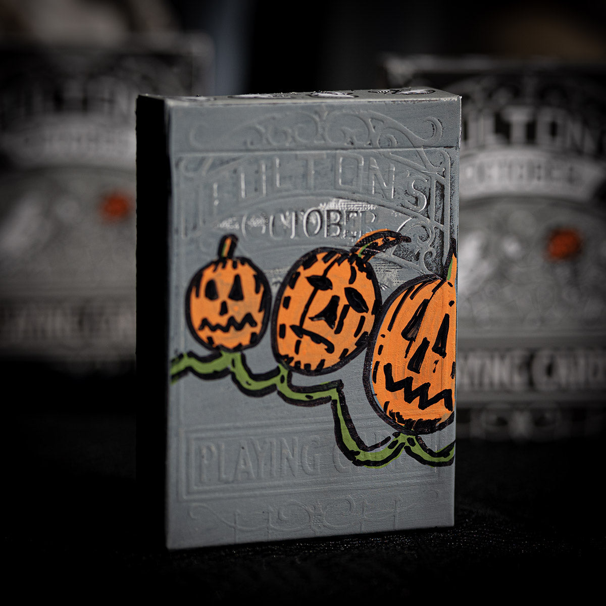 OCTOBER GRANITE TOMBSTONE 1 of 1 Hand Painted JACK-O-LANTERNS