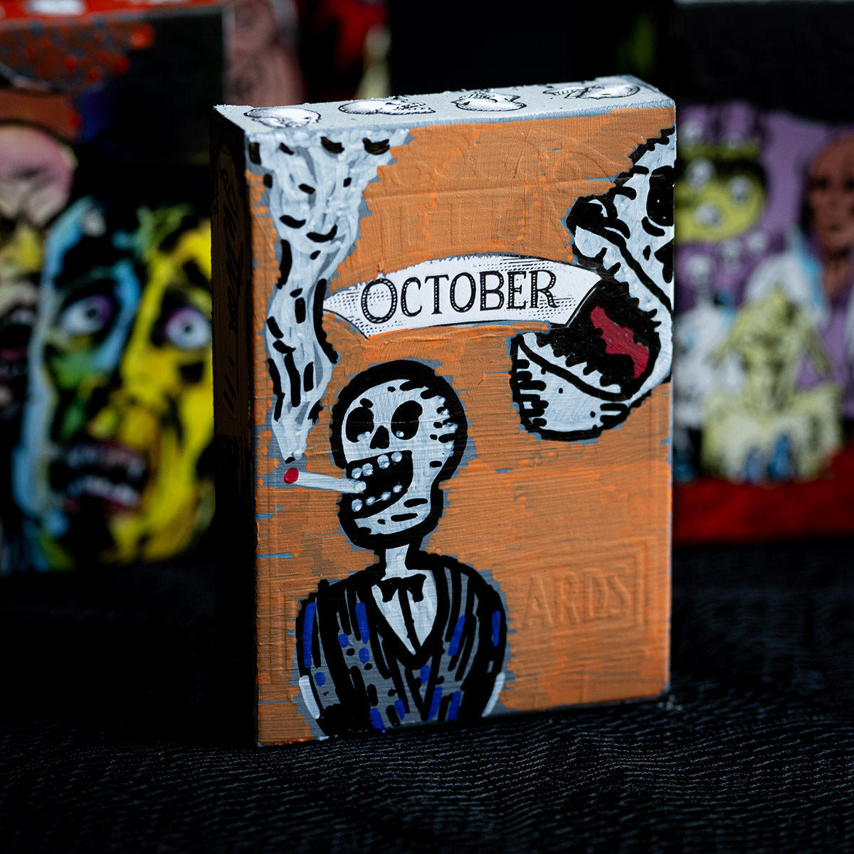 OCTOBER GRANITE TOMBSTONE 1 of 1 SMOKING SKELETON