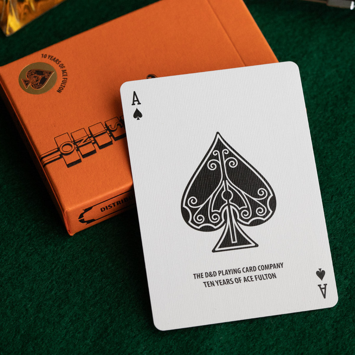 ace authentic limited edition playing cards ACE FULTON'S 10 YEAR ANNIVERSARY SUNSET ORANGE PLAYING CARDS ARTIST PR – Fulton's Playing Cards