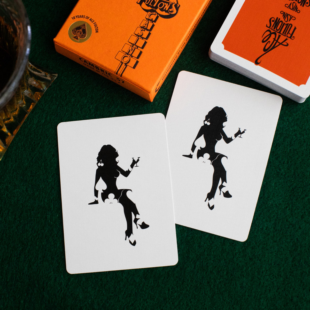 ace authentic limited edition playing cards ACE FULTON'S 10 YEAR ANNIVERSARY SUNSET ORANGE PLAYING CARDS ARTIST PR – Fulton's Playing Cards