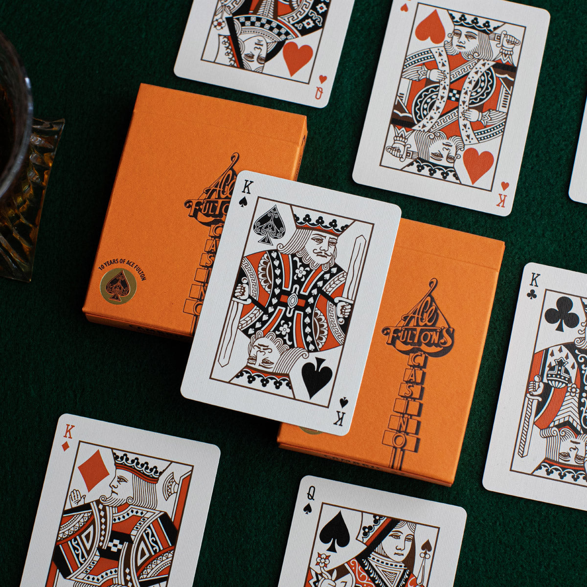 ace authentic limited edition playing cards ACE FULTON'S 10 YEAR ANNIVERSARY SUNSET ORANGE PLAYING CARDS ARTIST PR – Fulton's Playing Cards