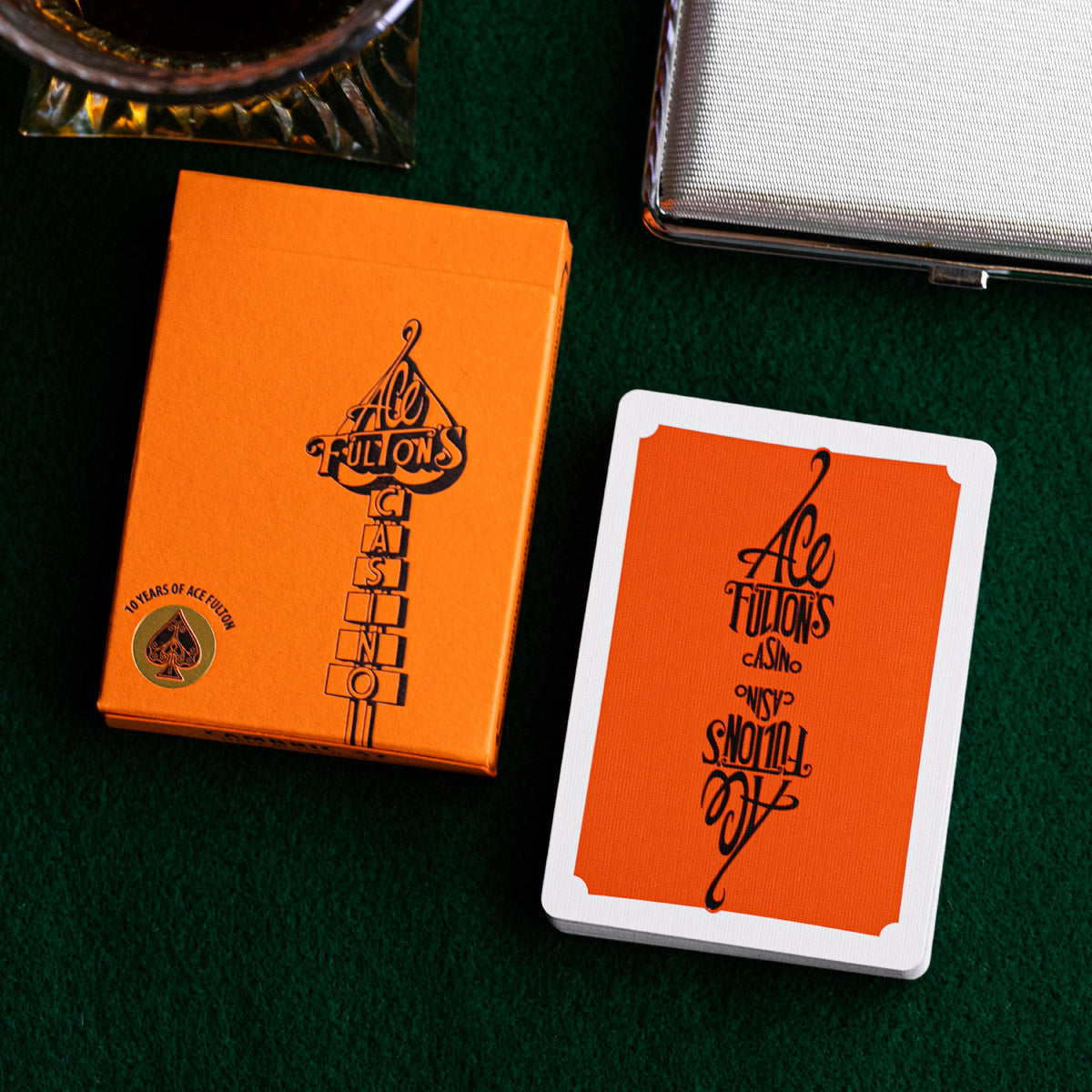 ace authentic limited edition playing cards ACE FULTON'S 10 YEAR ANNIVERSARY SUNSET ORANGE PLAYING CARDS ARTIST PR – Fulton's Playing Cards