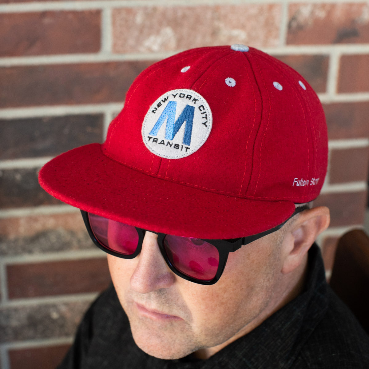 1968 MTA LOGO EBBETS FIELD HAT MADE IN THE USA - RED