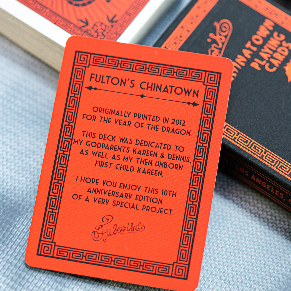 FULTON'S CHINATOWN TENTH ANNIVERSARY LIMITED EDITION PLAYING CARDS