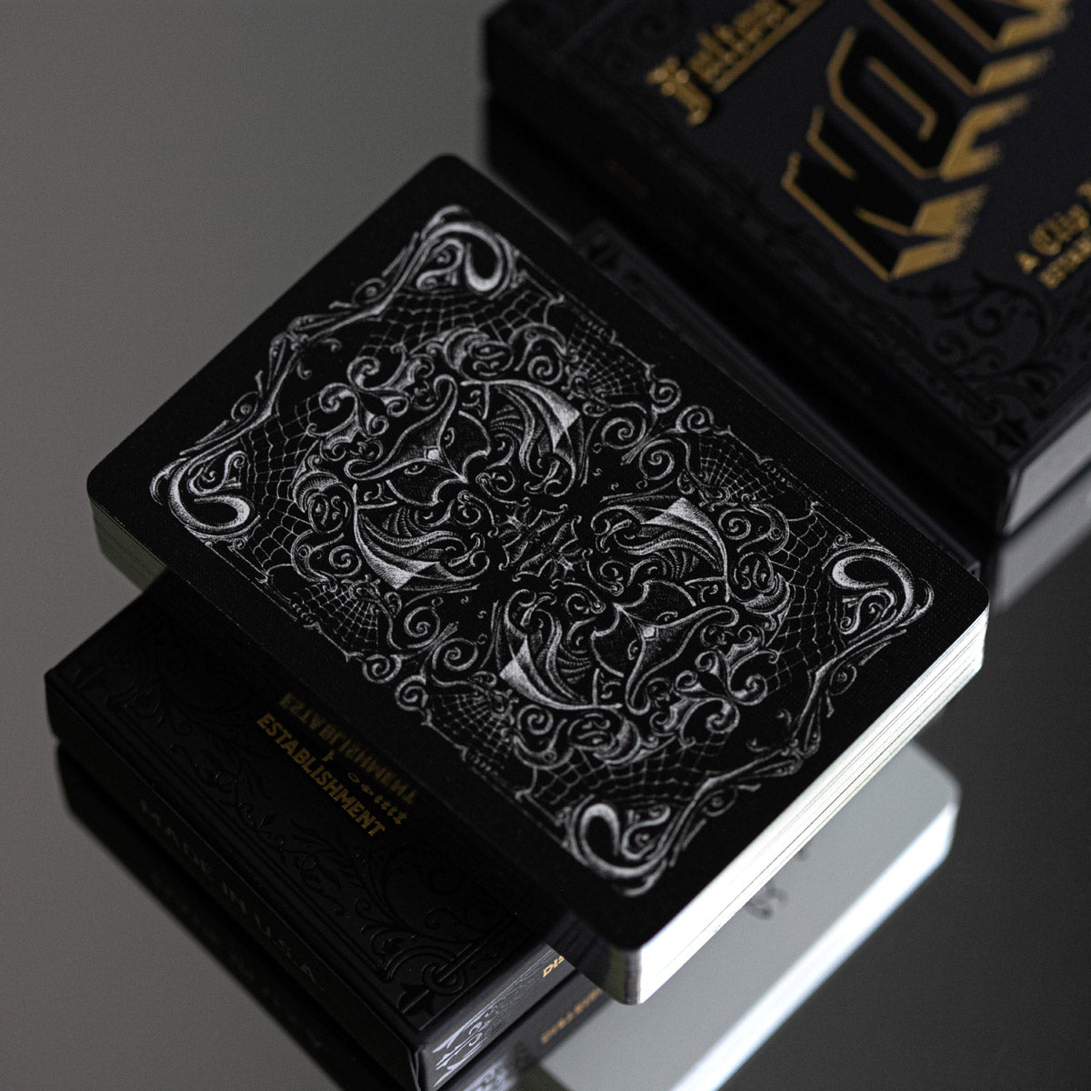 SILVER GILDED FULTON'S NOIR LIMITED EDITION PLAYING CARDS