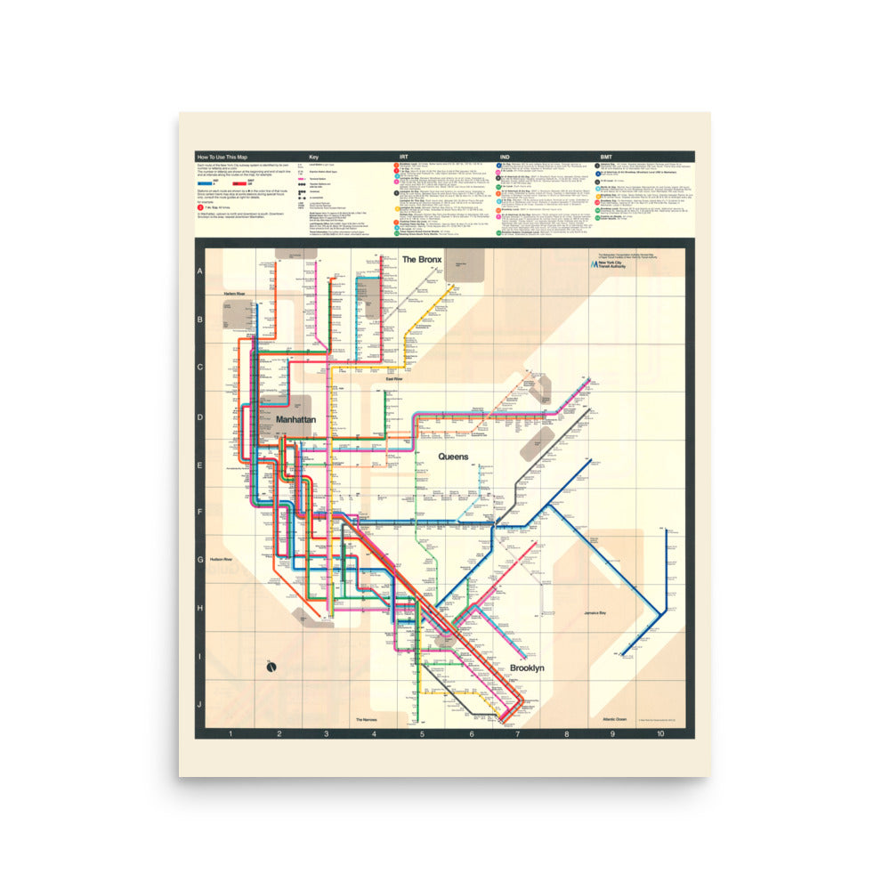 1972 New York Subway Map Poster by Massimo Vignelli